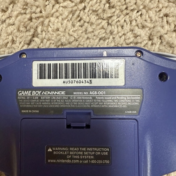 NINTENDO GAME BOY Advance AGB-001 Purple / Indigo w/ Case & 4 Games - Picture 6 of 8